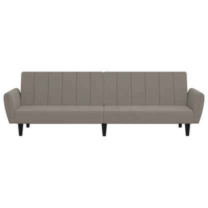 Sofá-cama de 2 lugares veludo cinzento-claro