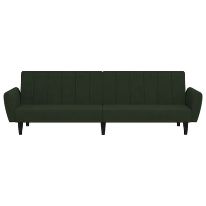 Sofá-cama de 2 lugares veludo verde-escuro