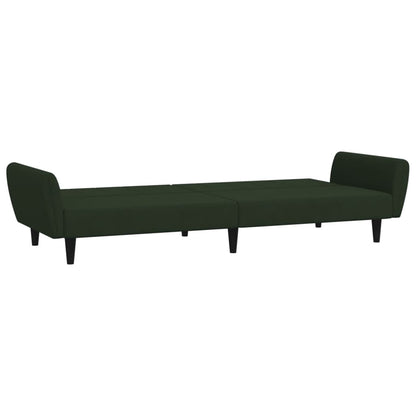 Sofá-cama de 2 lugares veludo verde-escuro