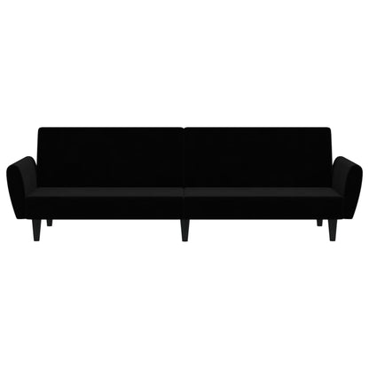 Sofá-cama de 2 lugares veludo preto