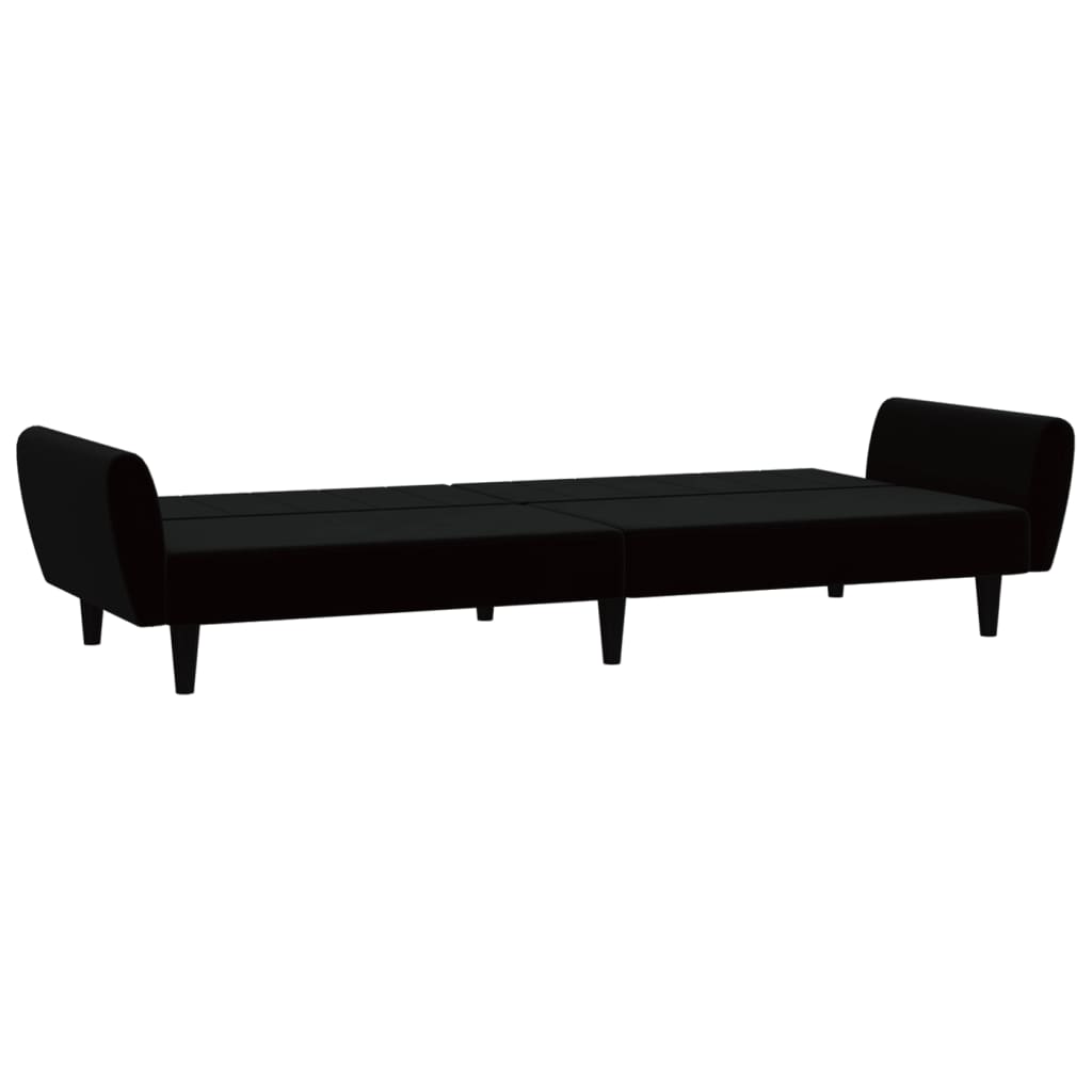 Sofá-cama de 2 lugares veludo preto