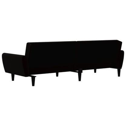 Sofá-cama de 2 lugares veludo preto