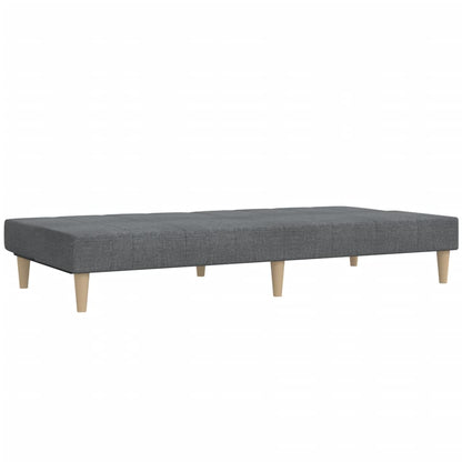 Sofá-cama de 2 lugares tecido cinzento-claro