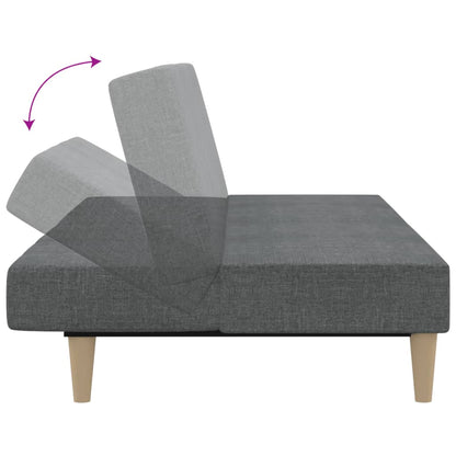 Sofá-cama de 2 lugares tecido cinzento-claro