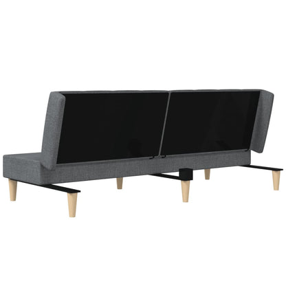 Sofá-cama de 2 lugares tecido cinzento-claro