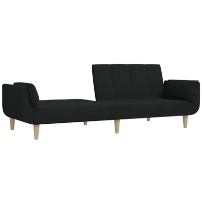 Sofá-cama 2 lugares com duas almofadas tecido preto
