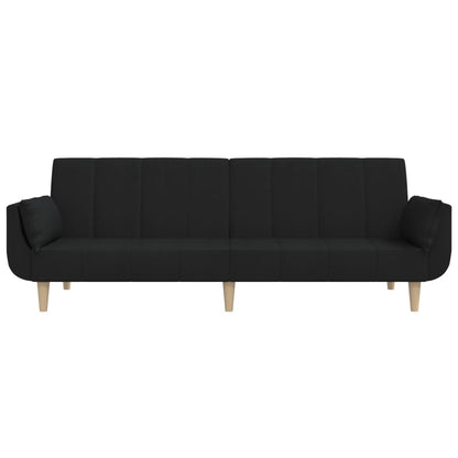 Sofá-cama 2 lugares com duas almofadas tecido preto