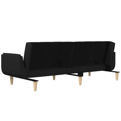 Sofá-cama 2 lugares com duas almofadas tecido preto