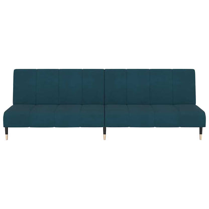 Sofá-cama de 2 lugares veludo azul