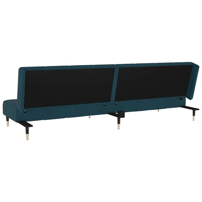 Sofá-cama de 2 lugares veludo azul
