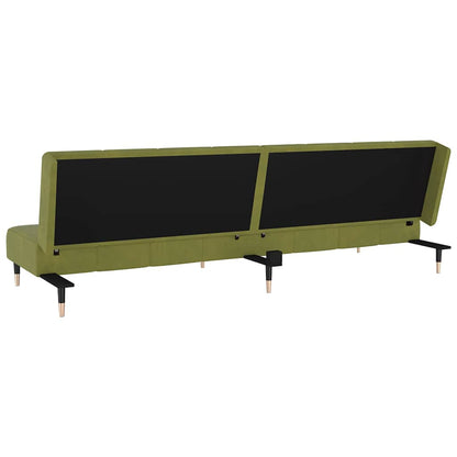 Sofá-cama de 2 lugares veludo verde-claro