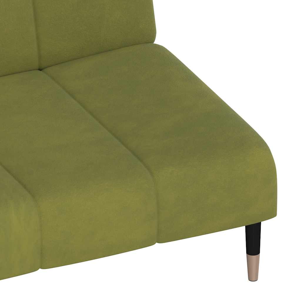 Sofá-cama de 2 lugares veludo verde-claro