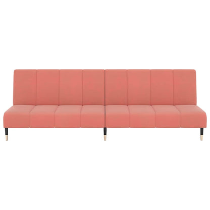 Sofá-cama de 2 lugares veludo rosa