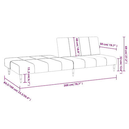 Sofá-cama de 2 lugares veludo rosa