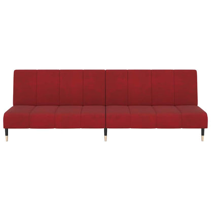 Sofá-cama de 2 lugares veludo vermelho tinto