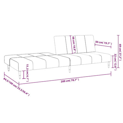 Sofá-cama de 2 lugares veludo preto