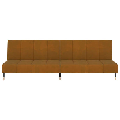 Sofá-cama de 2 lugares veludo castanho