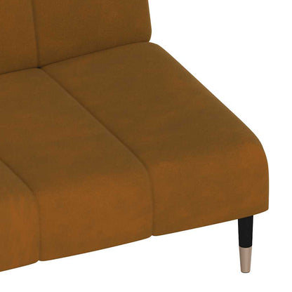 Sofá-cama de 2 lugares veludo castanho