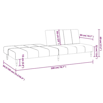 Sofá-cama de 2 lugares veludo castanho