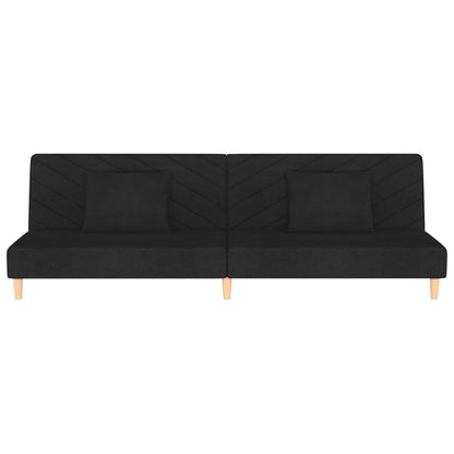 Sofá-cama 2 lugares com duas almofadas tecido preto