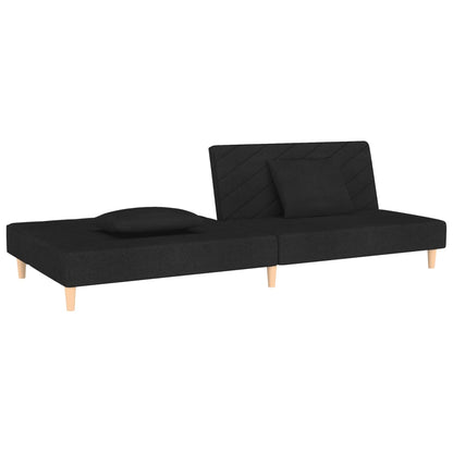 Sofá-cama 2 lugares com duas almofadas tecido preto