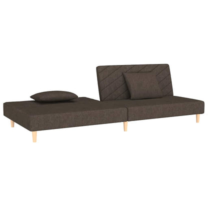 Sofá-cama 2 lugares com duas almofadas tecido castanho