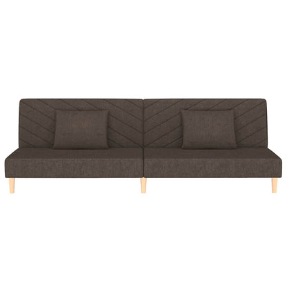 Sofá-cama 2 lugares com duas almofadas tecido castanho