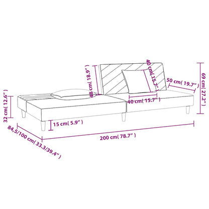 Sofá-cama 2 lugares com duas almofadas tecido castanho