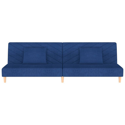 Sofá-cama 2 lugares com duas almofadas tecido azul