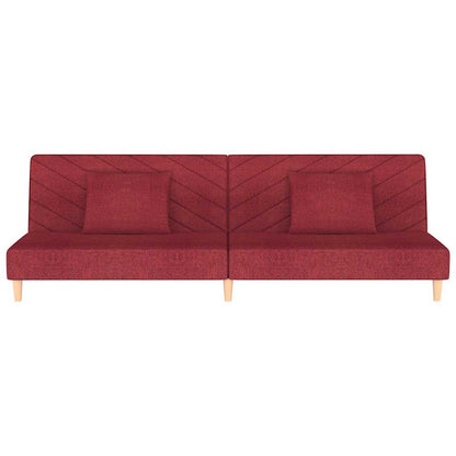 Sofá-cama 2 lugares com duas almofadas tecido vermelho tinto