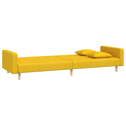 Sofá-cama 2 lugares com duas almofadas tecido amarelo