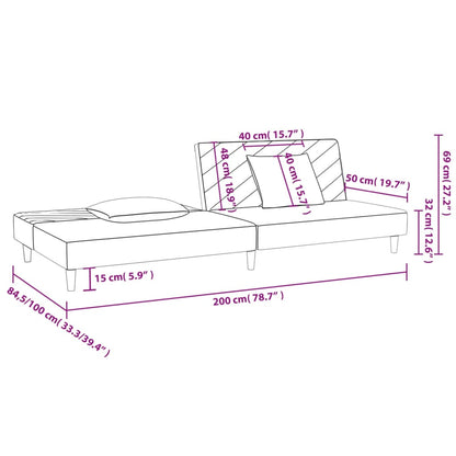 Sofá-cama 2 lugares com duas almofadas veludo cinzento-escuro