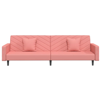 Sofá-cama 2 lugares com duas almofadas veludo rosa