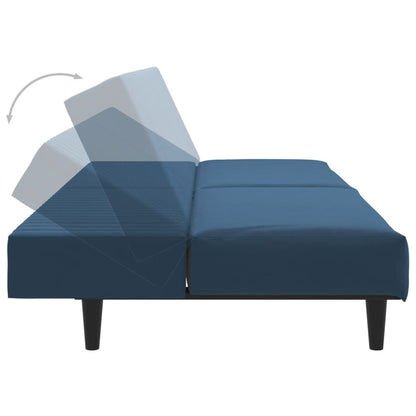 Sofá-cama de 2 lugares veludo azul