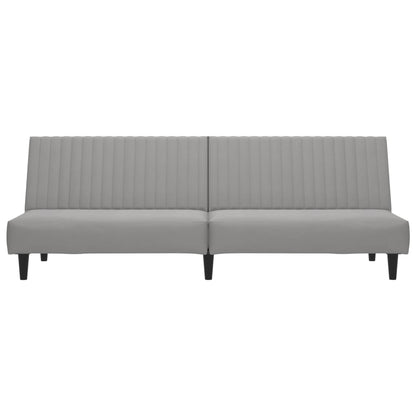 Sofá-cama de 2 lugares veludo cinzento-claro