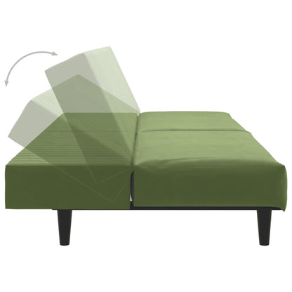 Sofá-cama de 2 lugares veludo verde-claro