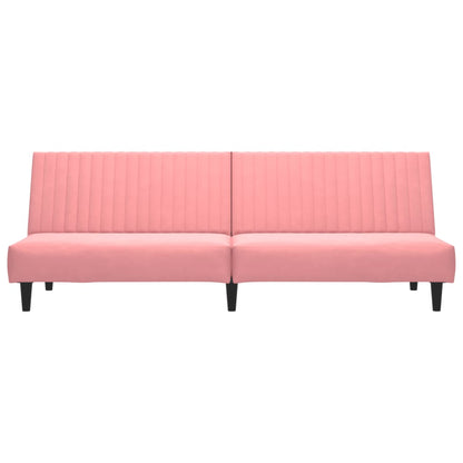 Sofá-cama de 2 lugares veludo rosa