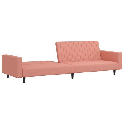 Sofá-cama de 2 lugares veludo rosa