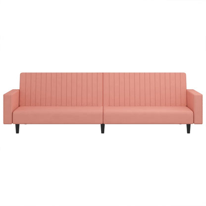 Sofá-cama de 2 lugares veludo rosa