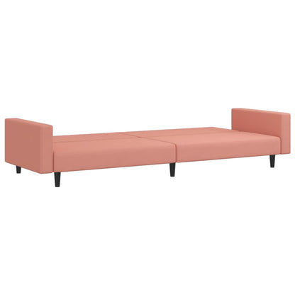 Sofá-cama de 2 lugares veludo rosa