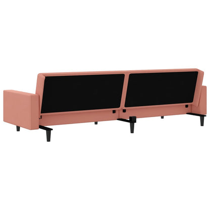 Sofá-cama de 2 lugares veludo rosa