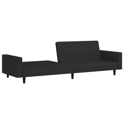 Sofá-cama de 2 lugares veludo preto