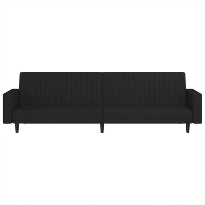 Sofá-cama de 2 lugares veludo preto