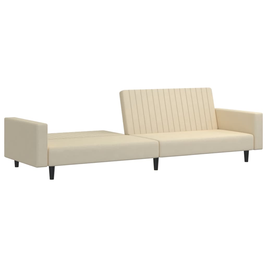 Sofá-cama de 2 lugares veludo cor creme