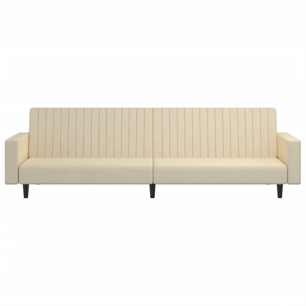 Sofá-cama de 2 lugares veludo cor creme