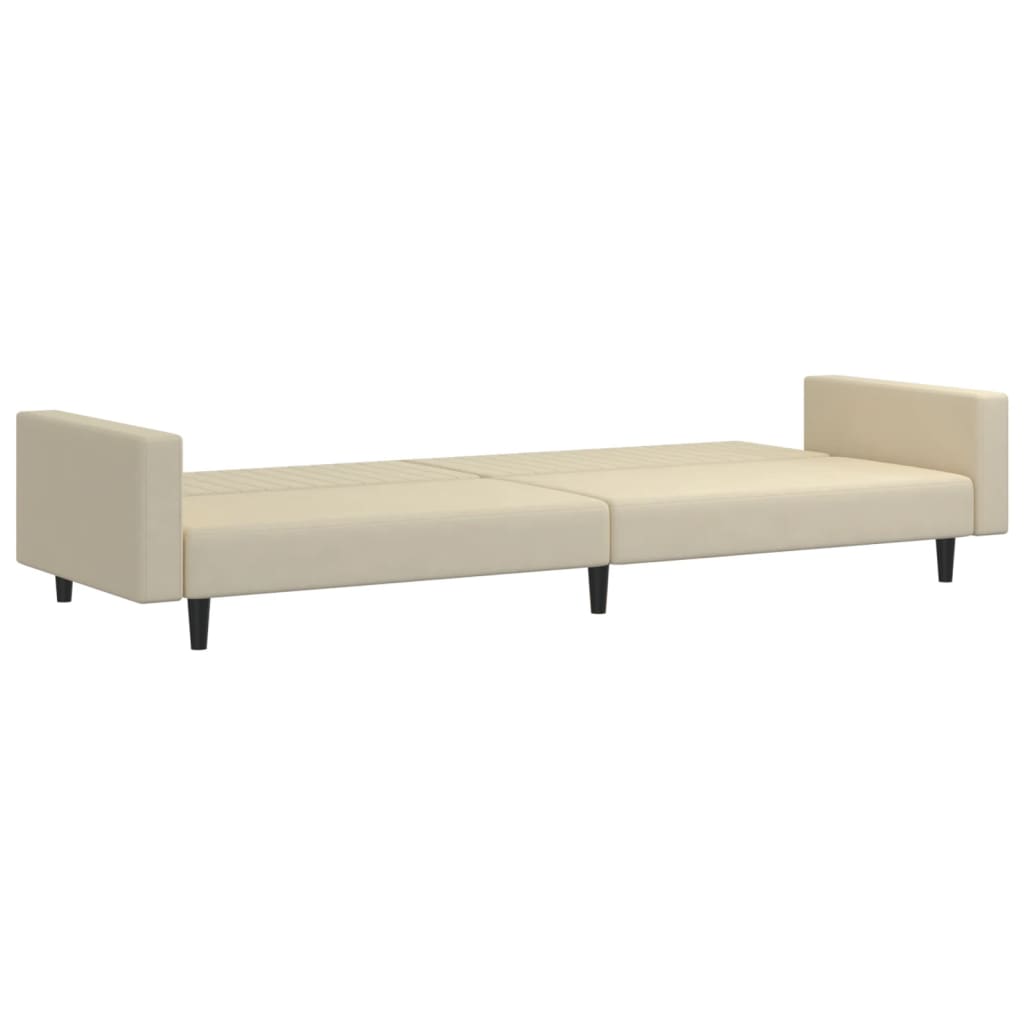Sofá-cama de 2 lugares veludo cor creme