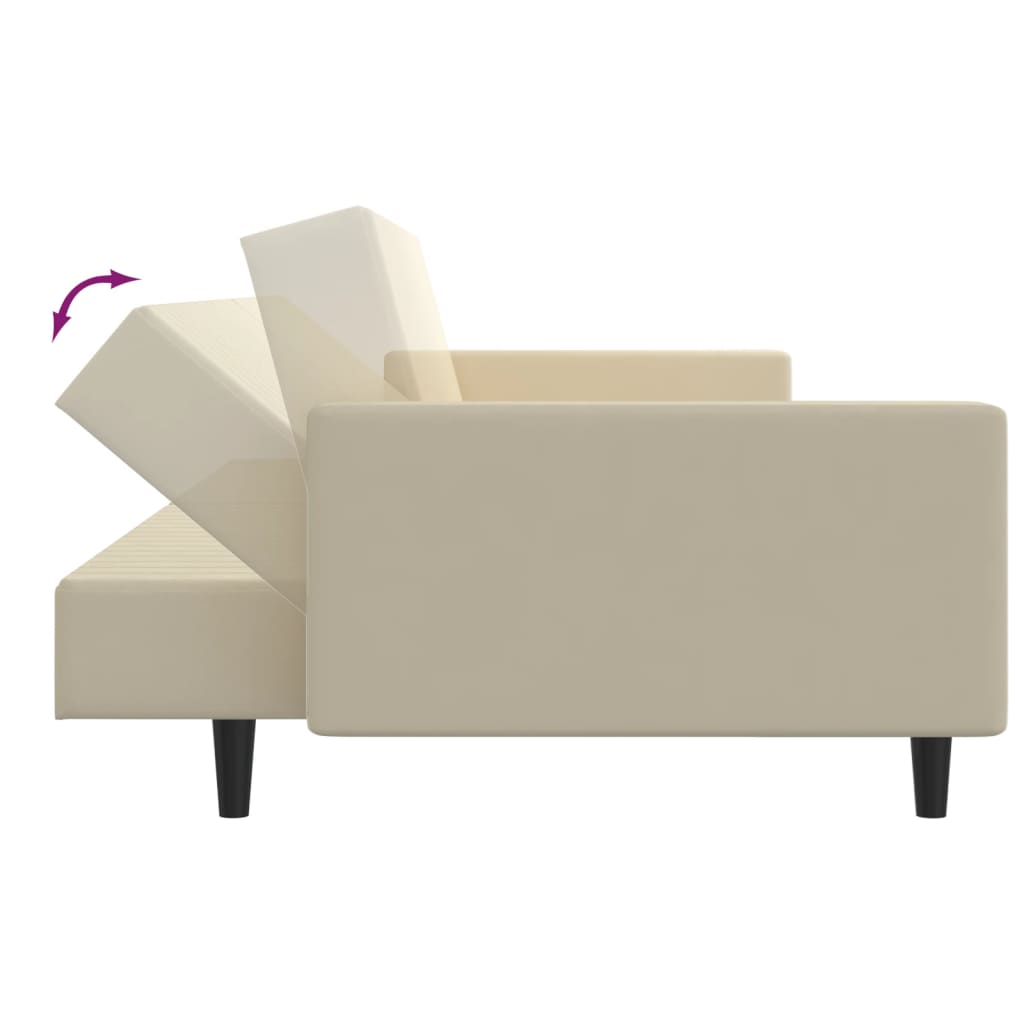Sofá-cama de 2 lugares veludo cor creme
