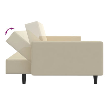 Sofá-cama de 2 lugares veludo cor creme