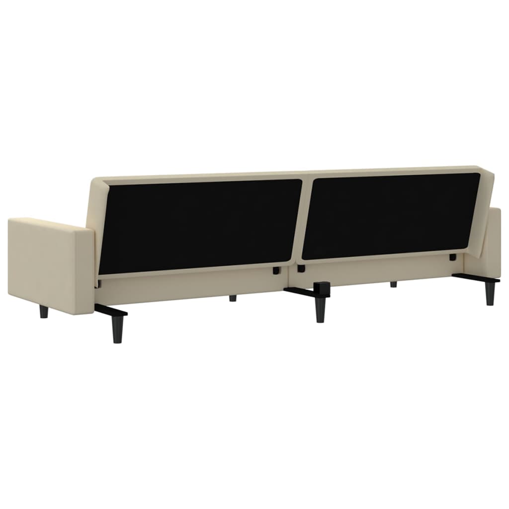 Sofá-cama de 2 lugares veludo cor creme