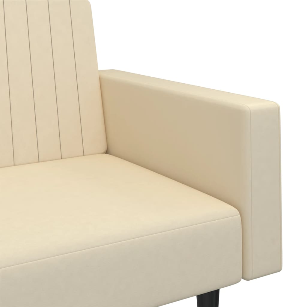 Sofá-cama de 2 lugares veludo cor creme